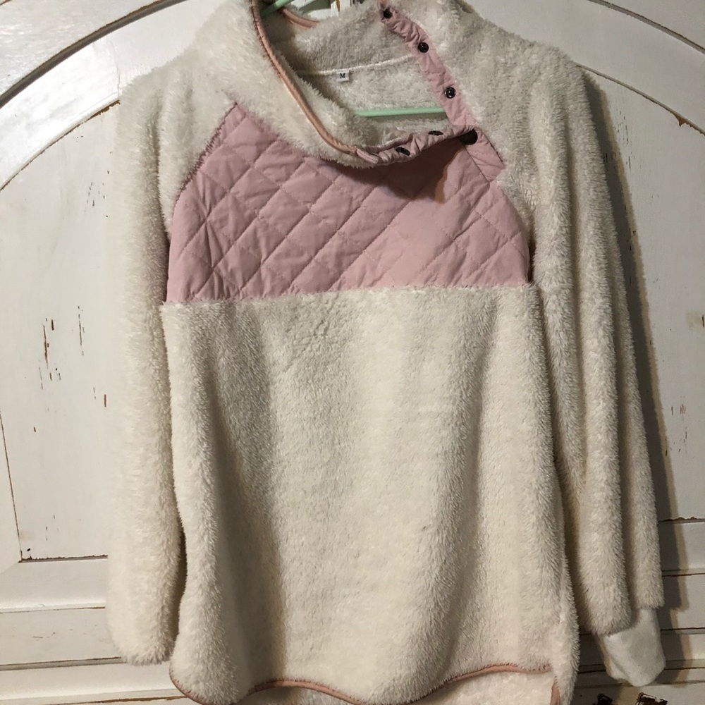 Cream and pink pullover